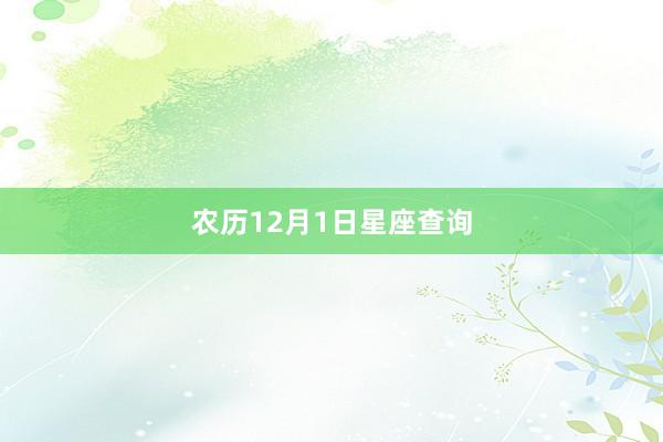 农历12月1日星座查询