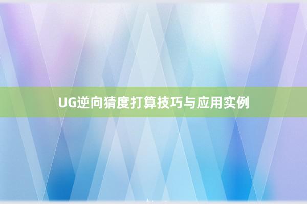 UG逆向猜度打算技巧与应用实例